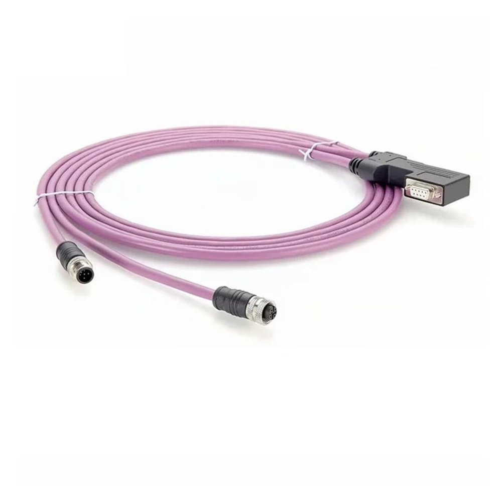 ACGTUY CANopen CanBus DB9 to M12 Male Female 5 Pin A Code PLC Controller RS232 Cable with Programming Port Right Angle Cable
