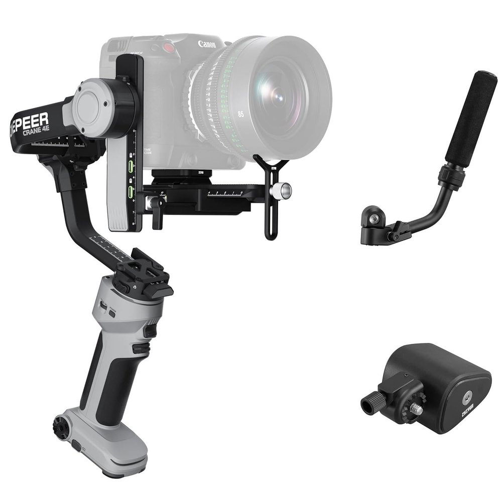 ZHIYUN Crane 4E [Official] Gimbal Stabilizer for Camera, Handheld 3 Axis DSLR Gimbal Stabilizer for Canon/Nikon/Sony with Tripod, Native Vertical Shooting, Video Recording, Specialty Expansion