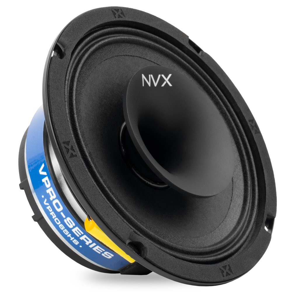 NVX VPRO65HS 6.5" Premium Loudspeaker, 350W Max, 175W RMS, 4-Ohm, 1.5" Voice Coil, Pro Audio Shallow Coaxial with Horn Tweeter, Easy to Install in Cars/Trucks/Doors (1-Speaker)
