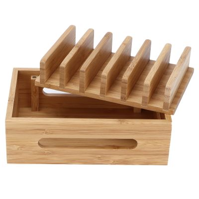 aqxreight Wood Cell Phone Dock Portable Tablet Computer Storage Box for Home Office for Organizing and STO Mobile Pho Tablets Other Gadgets the