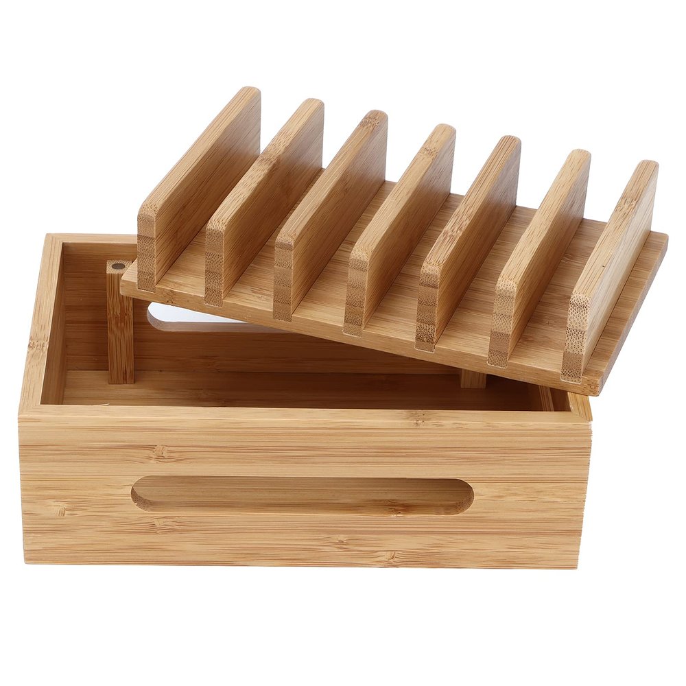 aqxreight Wood Cell Phone Dock Portable Tablet Computer Storage Box for Home Office for Organizing and STO Mobile Pho Tablets Other Gadgets the