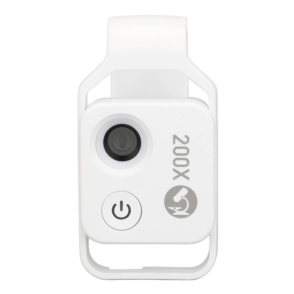 Portable 200X Mobile Phone Microscope with Clipon Design, LED Light and CPL Polarizer; for Precise Observation of Jade, Metal and More. (White)