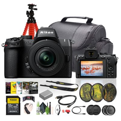 Nikon Z50II Mirrorless Digital Camera with NIKKOR Z DX 16-50mm f/3.5-6.3 Lense Bundle with 64GB Memory Card + Cleaning Kit + More Vlogging Accessories