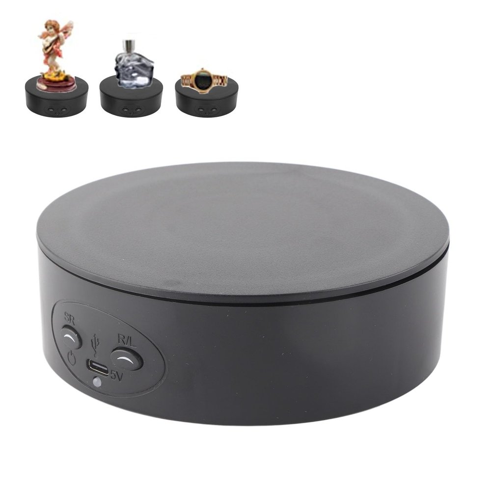 lvifloae 360 Degree Rotating Display Stand Maximum Load 6.6lb Electric Rotating Turntable with Low Noise for Jewelry Wine Bottles Cosmetics Watches Cup and Ect (ABS)