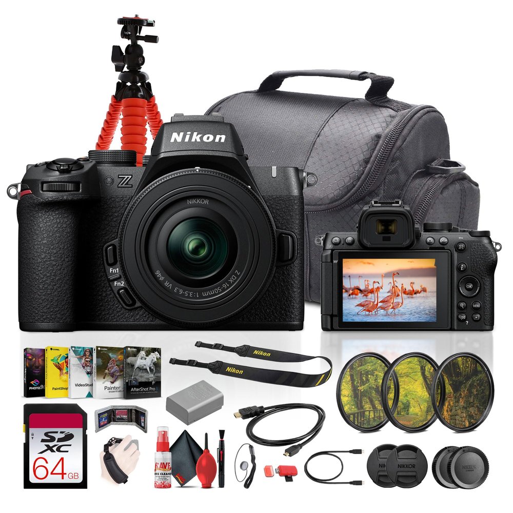 Nikon Z50II Mirrorless Digital Camera with NIKKOR Z DX 16-50mm f/3.5-6.3 Lens Bundle with 64GB Memory Card + 6Ave Cleaning kit+ More Vlogging Accessories Kit (Renewed)