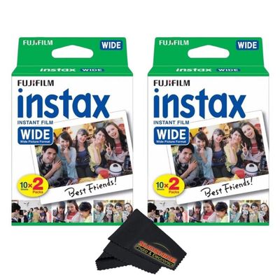 Fujifilm Instax Wide Instant Film Twin Pack with Sunshine Photo Microfiber Cloth... (2 Pack-40 Exposures)