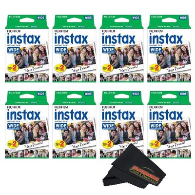 Fujifilm Instax Wide Instant Film Twin Pack with Sunshine Photo Microfiber Cloth... (8 Pack-160 Exposures)