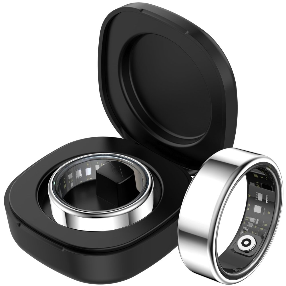 CNBRO Smart Ring Heart Rate Monitor Sleep Tracker Fitness Ring Blood Pressure Fitness Tracker Pedometer Calories Step Counter Health Smart Rings for Men Women with Charging Case
