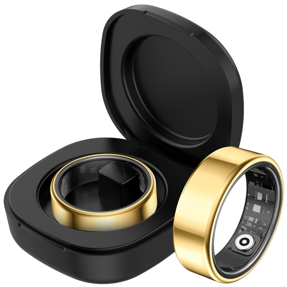 Smart Ring Heart Rate Monitor Sleep Tracker Fitness Ring Blood Pressure Fitness Tracker Pedometer Calories Step Counter Health Smart Rings for Men Women with Charging Case