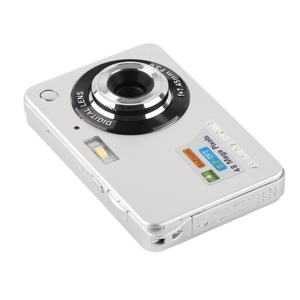 48MP 4K Digital Camera with 8X Zoom, 2.7in LCD Screen, Anti Shake for Photography, Continuous Shooting, with 128GB Memory Card Support, for Vlogging and YouTube (Silver)