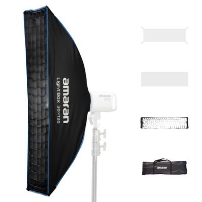 amaran Light Box 30120 Softbox,Foldable One-snap Quick-Setup Narrow Rectangular Bowens Mount softbox for amaran 60/100/200 /150c 300c(Light Box 30x120)