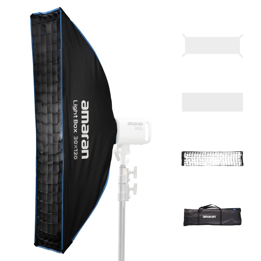amaran Light Box 30120 Softbox,Foldable One-snap Quick-Setup Narrow Rectangular Bowens Mount softbox for amaran 60/100/200 /150c 300c(Light Box 30x120)