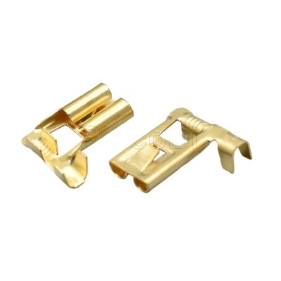 50-200Pcs DJD031-2 Brass Crimp Terminal Female Spade Connector 9003 7.8mm Bend Angle Car Socket Pins(Brass,Package 50Pcs)
