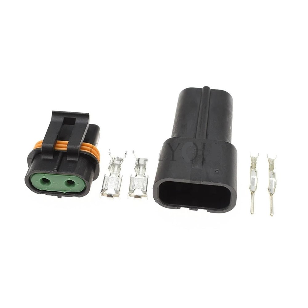 1 Set 2 Pin Way Sealed Automobile Electrical Connector Socket Female Male p/Lug Fit Compatible Fan Auto Connector 12033769 12034269(Male and Female)
