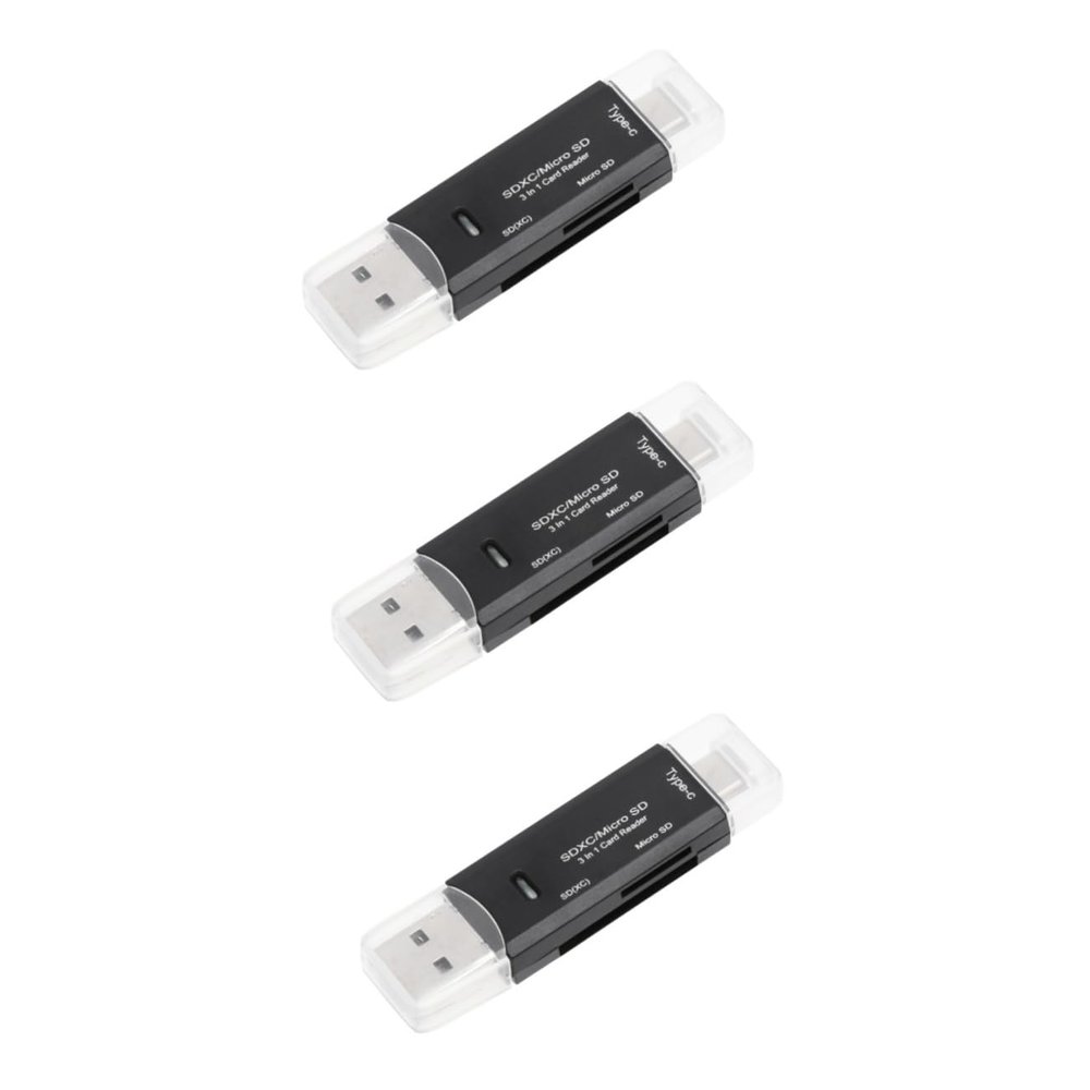 3pcs 3 1 Type-c Micro USB Card Reader Card Reader Usb2.0 Micro USB Reader Memory Card Reader USB c Type-c Card Reader Memory Card Readers Sim Card Reader