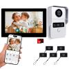 2 Wired Video Intercom System, 7 Inches Video Doorbell HD Camera with Monitor, WiFi Tuya App Remote Intercom Unlock, No Monthly Fees, Video Door Bell Call Phone, for Villa House Office Apartment view 1