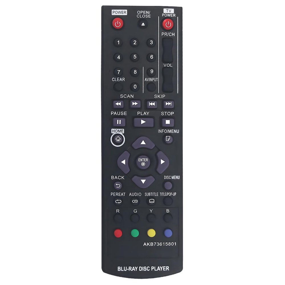 AKB73615801 Replacement Remote for LG Blu-Ray DVD Player BP335WN UP875 UP870 UBK80 RTAKB73615801BPM35 BPM340 BPM34 BPM335WN BD220 BD630 BP125 BP125N BP135W-N BP200 BP220 BP220N BP320 BP320N BP325