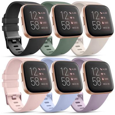 6 Pack Bands for Fitbit Versa 2 Smart Watch - Classic Soft Sport Replacement Wristbands for Women & Men (6 Pack E, Small)