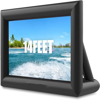GarveeLife Inflatable Projector Screen, 14 ft Portable Blow Up Projector Screen, Front & Rear Projection, with Rope, Air Blower, Ground Nails and Carry Bag, for Theater/Football/Backyard Party