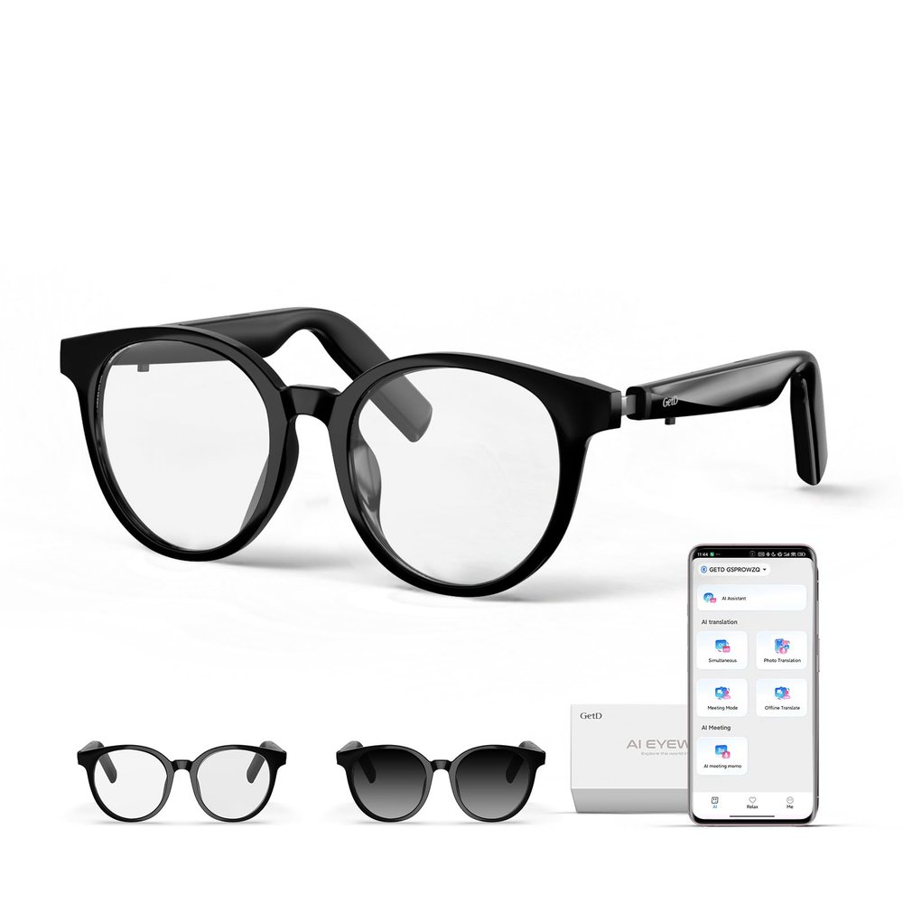 GetD AI Glasses for Men & Women, Smart Glasses Powered by ChatGPT with 145-Language Translation,Bluetooth 5.4 Glasses, Polarized & Photochromic Lenses, 11H Music Play for Driving and Daily Use