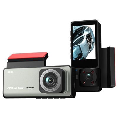 Shkalacar Dash Cam, 3 Channel Dash Cam, 1080P + 480P + 480P Dash Cam Front and Inside, 2.0" IPS Screen, Night Vision, 170 Wide Angle, WDR, Loop Recording