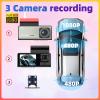 Shkalacar Dash Cam, 3 Channel Dash Cam, 1080P + 480P + 480P Dash Cam Front and Inside, 2.0" IPS Screen, Night Vision, 170 Wide Angle, WDR, Loop Recording view 3