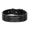 Sarcasm Back End Developer Black Mesh Bracelet Engraved Back End Developer Only Because Fucking Miracle Worker Isn't a Real Job Title, Adjustable Back End Developer Christmas Birthday Engraved Gi view 1