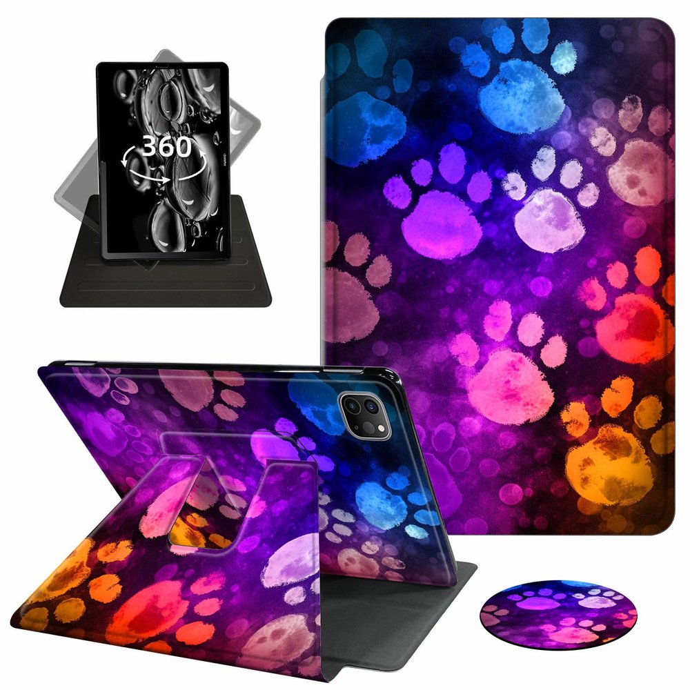 ACWDMKH for iPad Air 13 Inch Case M3 2025/M2 2024,for iPad Pro 12.9 Inch Case 2022/2021/2020 (6th/5th/4th Generation),360 Degree Rotating Swivel Stand Folio Auto Wake/Sleep,Purple Glitter Paw