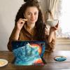 ACWDMKH for iPad Air 13 Inch Case M3 2025/M2 2024,for iPad Pro 12.9 Inch Case 2022/2021/2020 (6th/5th/4th Generation),360 Degree Rotating Swivel Stand Folio Auto Wake/Sleep,Blue Wolf Moon view 3