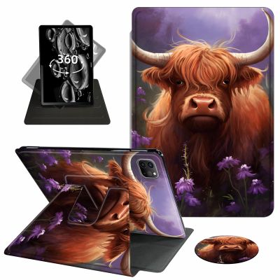 ACWDMKH for iPad Air 13 Inch Case M3 2025/M2 2024,for iPad Pro 12.9 Inch Case 2022/2021/2020 (6th/5th/4th Generation),360 Degree Rotating Swivel Stand Folio Auto Wake/Sleep,Cow Purple Floral