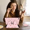 ACWDMKH Case for Kindle Fire 7 Tablet Case 7 Inch (9th/7th/5th Generation,2019/2017/2015 Release),360 Degree Rotating Swivel PU Leather Stand Folio Cover with Auto Wake/Sleep,Pink Strawberry view 3
