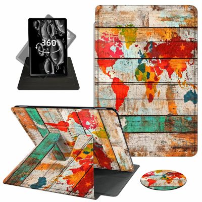 ACWDMKH Case for Kindle Scribe,360 Degree Rotating Swivel PU Leather Stand Flip Folio Cover with Auto Wake/Sleep for Amazon Kindle Scribe Cover 10.2 Inch (2024/2022 Release),Wood World Map