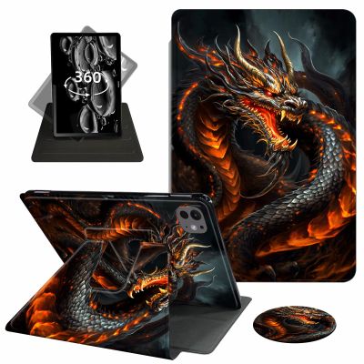 ACWDMKH for iPad Pro 11 Inch Case 2024 5th Generation (M4),for iPad Pro M4 11 Inch Case,360 Degree Rotating Swivel PU Leather Stand Flip Folio Cover with Auto Wake/Sleep,Red Fire Dragon