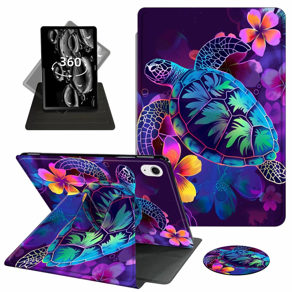 ACWDMKH for iPad Air 11 Inch Case M2 2024,for iPad Air 5th Generation Case 2022/ 4th Gen Cover 2020 10.9",360 Degree Rotating Swivel Leather Stand Folio with Auto Wake/Sleep,Glitter Sea Turtle