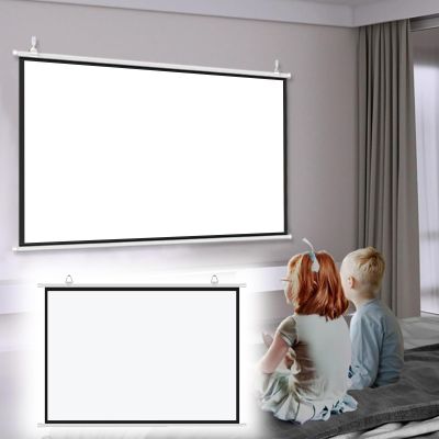 30/40/50/60/72-inch Wall Mounted Manual Projection Screens Pull Down Projection Screen Curtain Projection Film Screen, 4: 3/16: 9, 4K HD Screen, for Home Theater Office Classroom(White 4:3,50in)
