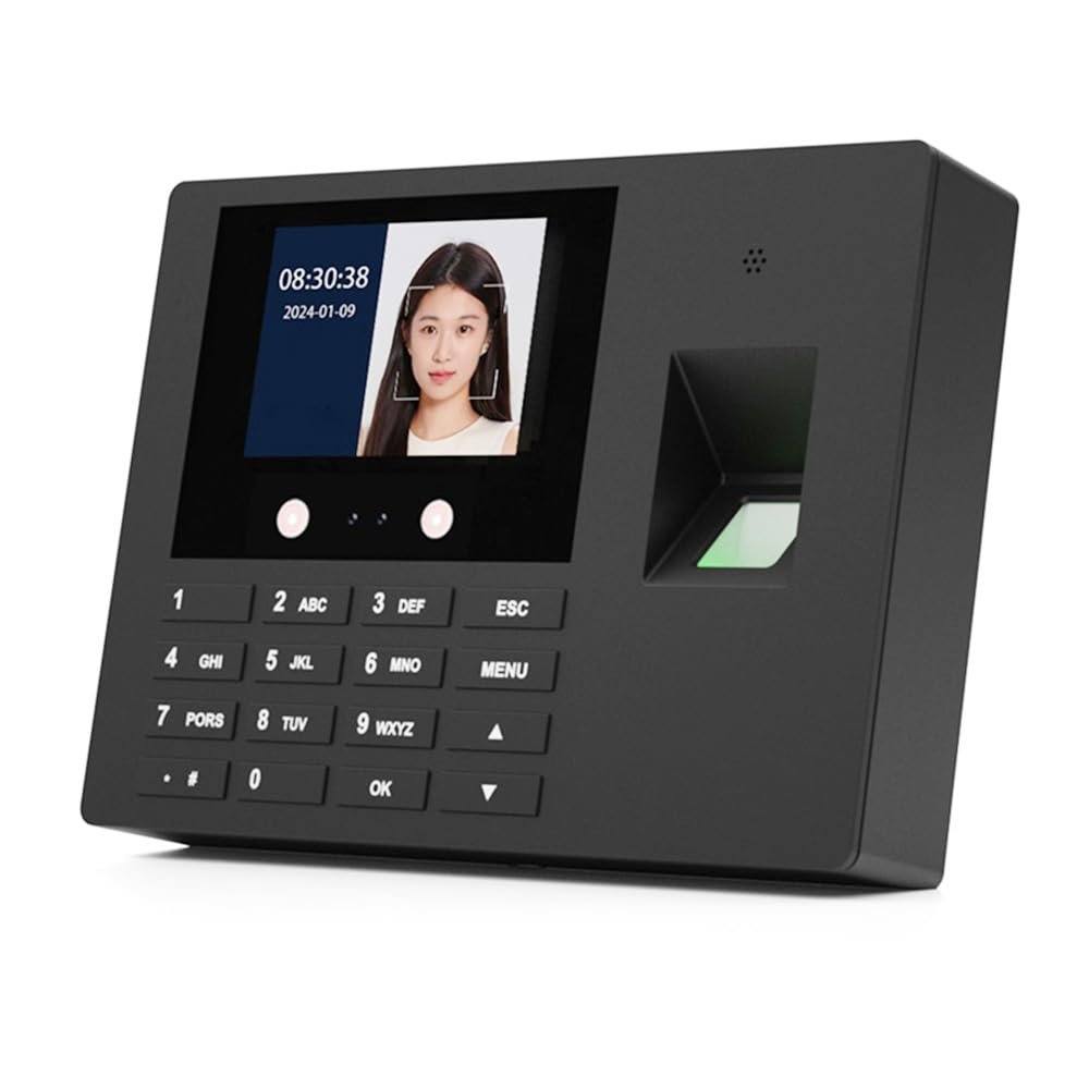 HUIOP Face Recognition Time Clock,Time Attendance Face Recognition Time Clock Support Fingerprint Password Palm Print Facial Fast Recognition