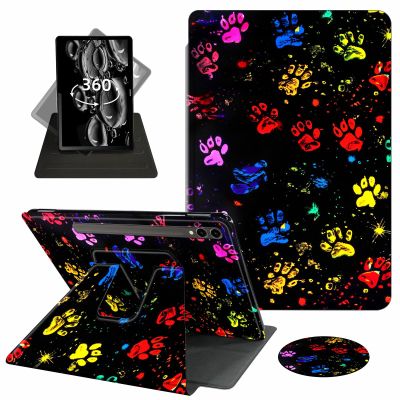 ACWDMKH Case for Samsung Galaxy Tab S10 Plus/ S9 FE Plus/ S9 Plus 5G Tablet 12.4 Inch Case,360 Degree Rotating Swivel PU Leather Stand Flip Folio Cover with Auto Wake/Sleep,Colorful Paw