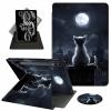 ACWDMKH Case for Samsung Galaxy Tab S10 Plus/ S9 FE Plus/ S9 Plus 5G Tablet 12.4 Inch Case,360 Degree Rotating Swivel PU Leather Stand Flip Folio Cover with Auto Wake/Sleep,Cute Cat Moon view 1