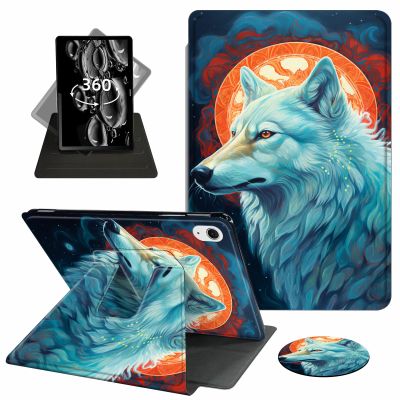 ACWDMKH for iPad Air 11 Inch Case M2 2024,for iPad Air 5th Generation Case 2022/ 4th Gen Cover 2020 10.9",360 Degree Rotating Swivel Leather Stand Folio with Auto Wake/Sleep,Blue Wolf Moon