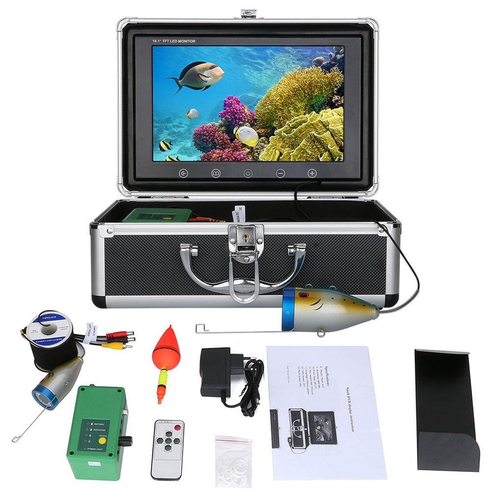 Kngiybo 2024 Upgrade Underwater Fishing Camera 10" HD 1080P Ice Fishing Camera 15pcs White LEDs + 15pcs Infrared for Dark,Portable Ice Fishing Fish Finder for Sea, Lake, Boat, Ice Fishing(Size:15M)