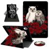 ACWDMKH for iPad Air 11 Inch Case M2 2024,for iPad Air 5th Generation Case 2022/ 4th Gen Cover 2020 10.9",360 Degree Rotating Swivel Leather Stand Folio with Auto Wake/Sleep,Owl Red Flower view 1