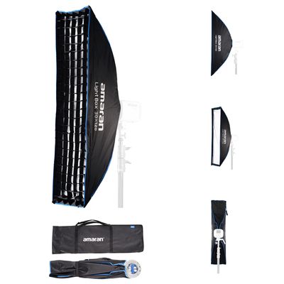 Amaran Light Box 30x120, 1x4ft(30x120cm) Foldable Rectangular Softbox with Bowens Mount for Portrait & Full-Length Photography, Includes Diffusion, Light Control Grid, & Carrying Bag
