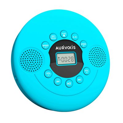 Portable CD Player with Bluetooth, Dual Speakers Mini Boombox, Rich Sound Quality, Easy Bluetooth Connectivity, Rechargeable, Anti-Skip, AUX Cable for Car & Home Headphone Aurivoxis TravelTone(Blue)