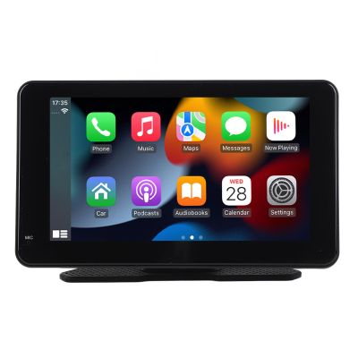 Portable Car Stereo Receiver Carplay, 7 Inch FHD Touch Screen Car Radio with Bluetooth Navigation 1080P Front Cam for Android Auto