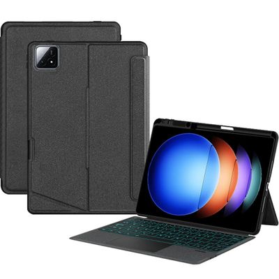 Adwnaeny Keyboard Case Compatible with Xiaomi Pad 6S Pro 12.4 Inch 2024,Magnetic Detachable Backlit Keyboard with Trackpad, Adjustable Landscape/Portrait Stand