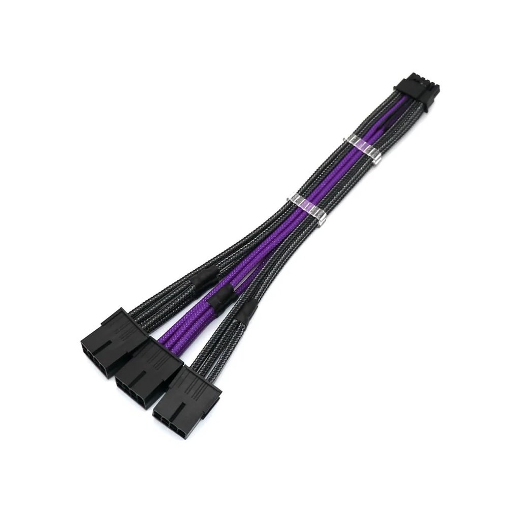 Chunsu 12VHPWR Power Extension Cable 12+4Pin/16Pin PCIE 5.0 to 3x8Pin PCIE RTX3090Ti Adapter Cable 8Colors(20cm,Carbon Purple)
