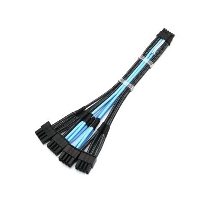 Chunsu PCIE 5.0 12VHPWR Power Cable 12+4/16Pin to 4x8Pin CPU/ATX/EPS Male PSU Cable for PSU 16awg(60cm,Carbon Blue)