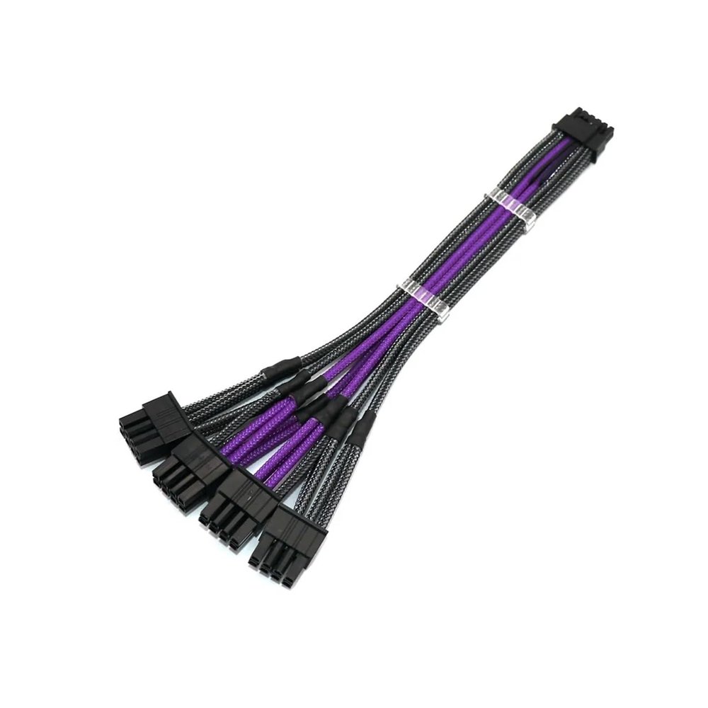 Chunsu PCIE 5.0 12VHPWR Power Cable 12+4/16Pin to 4x8Pin CPU/ATX/EPS Male PSU Cable for PSU 16awg(60cm,Carbon Purple)