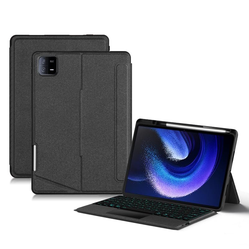 Adwnaeny Keyboard Case Compatible with Xiaomi Pad 6 / Pad 6 Pro 11 Inch 2023 Tablet,Magnetic Detachable Backlit Keyboard with Trackpad, Adjustable Landscape/Portrait Stand