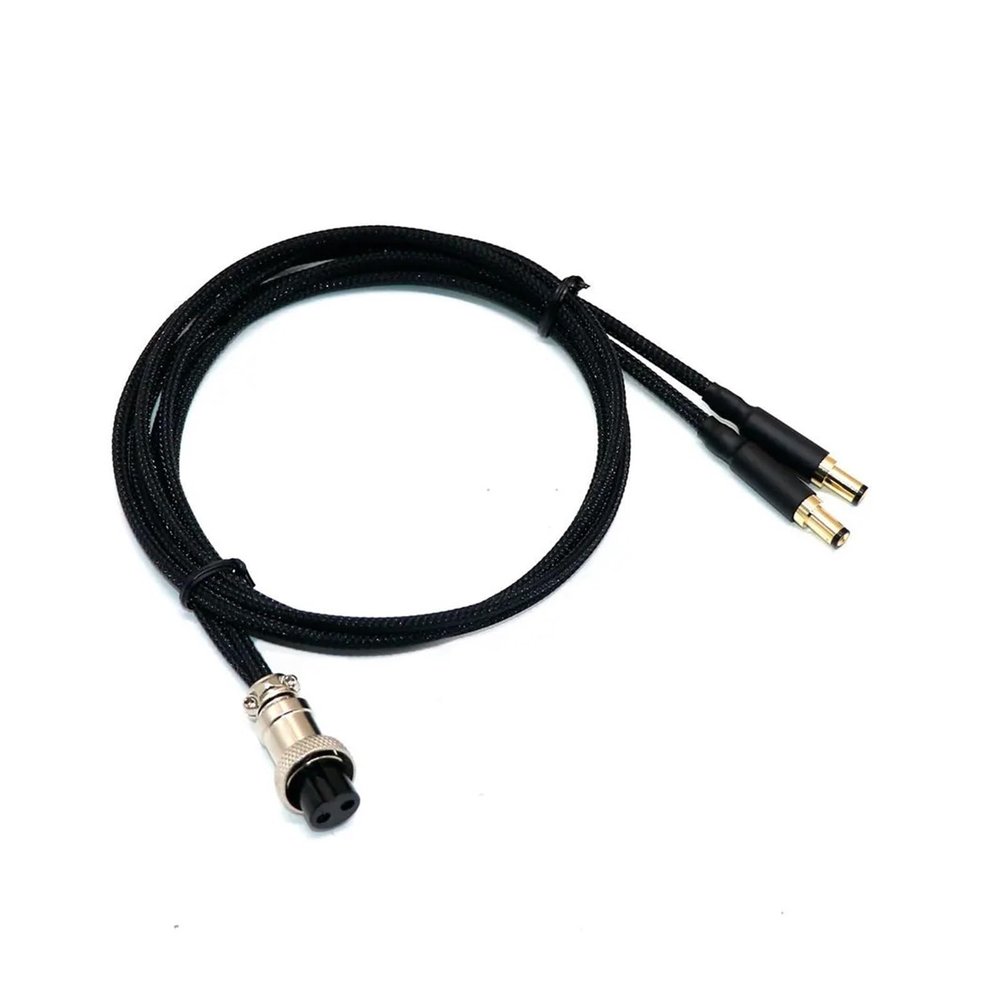 Chunsu DIY Silver Plated GX16 2Pin to Dual DC 3.5 * 1.5/5.5 * 2.1/5.5 * 2.5mm Plug Power Supply Cable(1.5M,GX16 to 2X 3.5x1.35)
